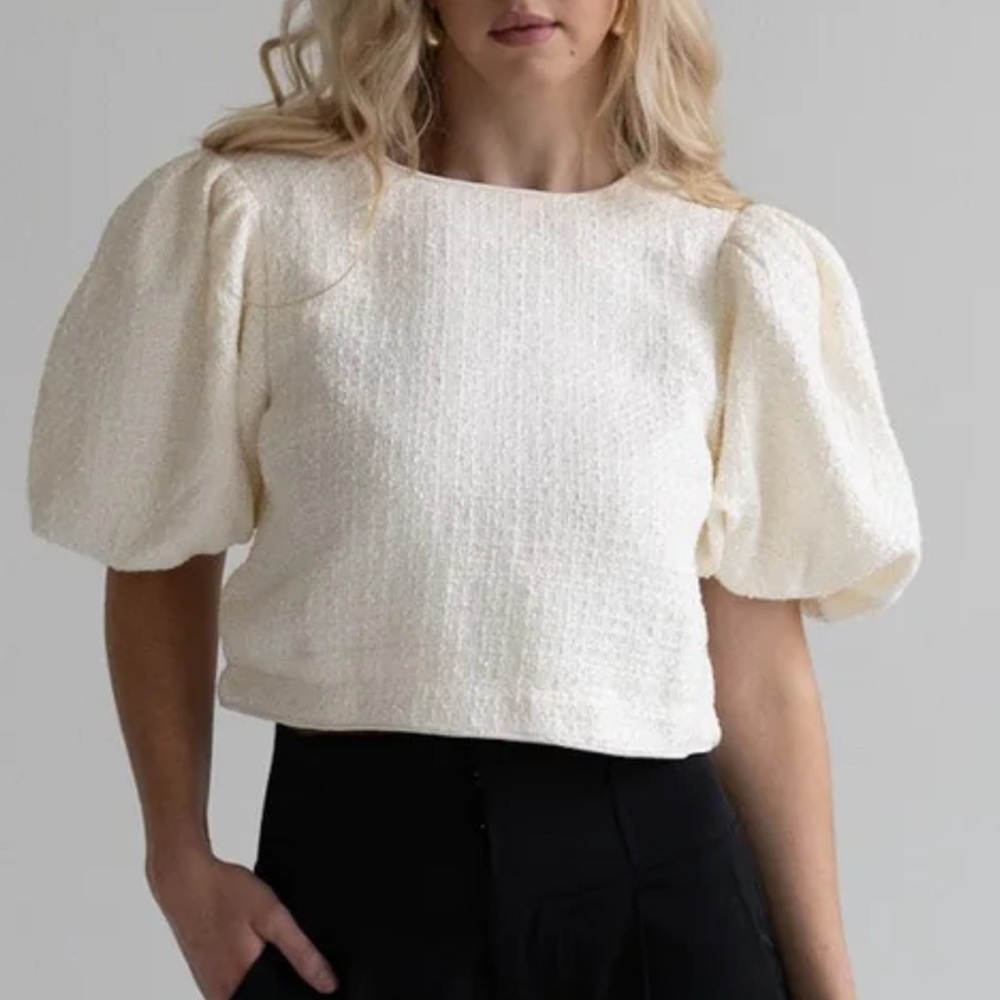 Elegant Cream Puff Sleeve Blouse